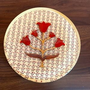 Vintage Lucite Trivet With Wooden Red Floral Tulip Design Boho Kitchen Kitschy